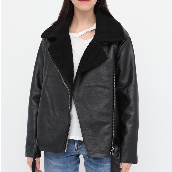 Noize Vegan Leather Shearling Jacket - NWOT - Picture 3 of 8